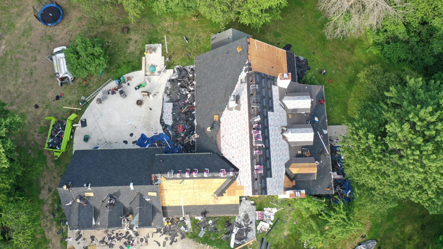 Aerial view of completed roof replacement, Owatonna MN