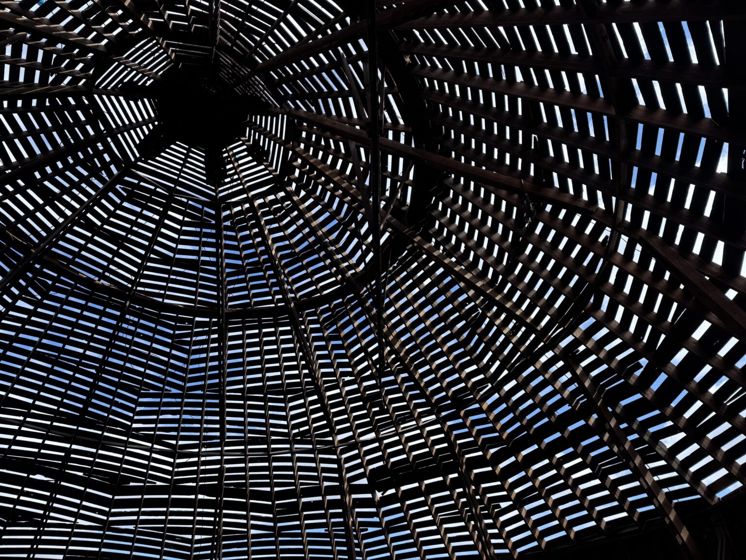 Round barn roof restoration progress, Wacouta MN